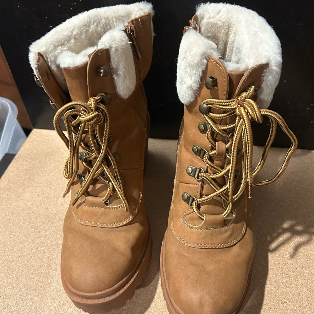 Torrid Tan Lace-Up Heeled Boots